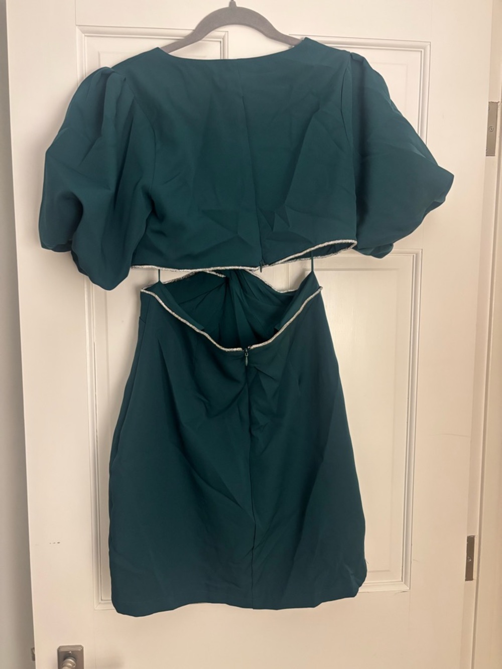 fab'rik Teal Twist Cutout Puff-Sleeve Mini Dress - Picture 2 of 2